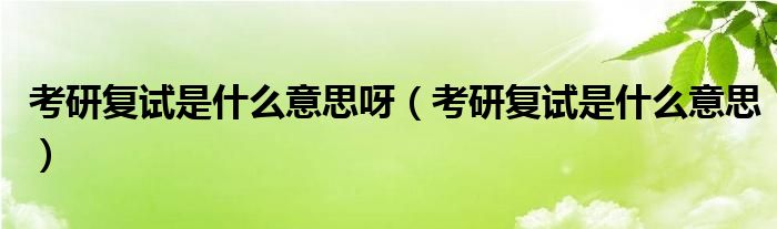 考研复试是什么意思呀（考研复试是什么意思）