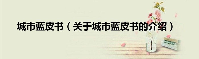 城市蓝皮书（关于城市蓝皮书的介绍）