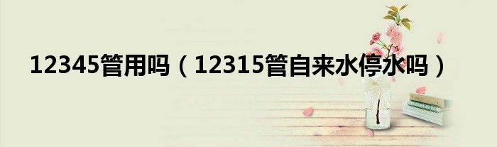 12345管用吗（12315管自来水停水吗）