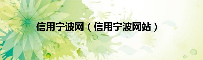 信用宁波网（信用宁波网站）